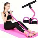 Resistance Band with Pedal Handle 6 Tube Elastic Natural Latex Pull Rope Fitness Bands for Leg Arm Abdomen Waist Stretching Exercising Training