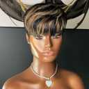 Pixie wigs Human Hairs for Black Women Short Wigs for Women 1b/30 Color Glueless Short Layered Pixie Cut Human Hair Wig With Bangs Full Machine Made Wear and Go Wig (1b/30)