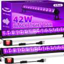 42W Black Light Bar for Glow Party, Blacklights with 6ft Cord, Plug, and Switch for Glow Party, Stage Lighting, Neon Party, Halloween Decorations, 2 Pack
