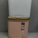 Procade 2Pack Office Trash Can with Lid, Bathroom Garbage Bin with Gold Edge, Modern Pink Trash Can for Bedroom, Slim Waste Basket Plastic Trash Bin for Room,Kitchen, Living Room,Toilet, 4 Gallon, White and Pink