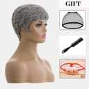 MOONSHOW Grey Short Pixie Wigs for Black Women Short Grey Hair Wig Pixie Cut Wigs for Black Women Pixie Cut Hairstyles Natural Synthetic Gray Wig