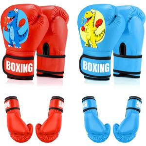 Kids Boxing Gloves for Boys & Girls, Youth Boxing Training Gloves for Kids Age 3 to 9 Years, 4OZ Training Sparring Gloves for Punching Bag Kickboxing Muay Thai MMA (Red & Blue)