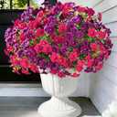Artificial Flowers for Outdoors, 12 Bundles Mixed Color Artificial Petunias Fake Flowers for Outside, UV Resistant Realistic Silk Flowers for Decorations, Outdoor Faux Flowers Plants for Garden Porch