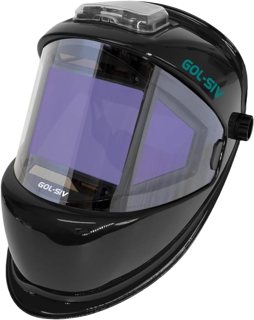 WHA100 Auto Darkening Welding Helmet-CE EN175 Certification-Solar&Battery Power-4 Sensors, 0.04ms Response Time-Optical Grade 1/1/1/2-True Color Wide View Screen-Shade 8-12 for SMAW, MIG, TIG, GTAW