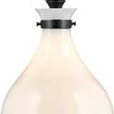Kichler Laria 1-Light Pendant, Updated Traditional Light, Sloped Ceiling Compatible, for Kitchen with Opal Glass in Black (23.5" x 14"), 52777BK