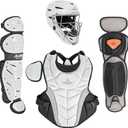 All-Star Empress Fastpitch Black/White Catchers Set Female Softball Gear Kit with Helmet, Chest Protector & Leg Guards Sizes Small and Medium