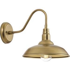 10 Inch Gooseneck Barn Light for Farmhouse, Brass Exterior Barn Style Light Fixture with Wall Mount, Outside Goose Neck Wall Sconce for Front Door Porch Patio Garage