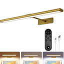 EZVALO Picture Light for Wall, 4800mAh Rechargeable Wireless Lights, 16'' Dimmable with IR Remote Magnetic LED Art Painting Light with 3 Color Temps, Display for Gallery, Living Room, Bedroom(Gold)