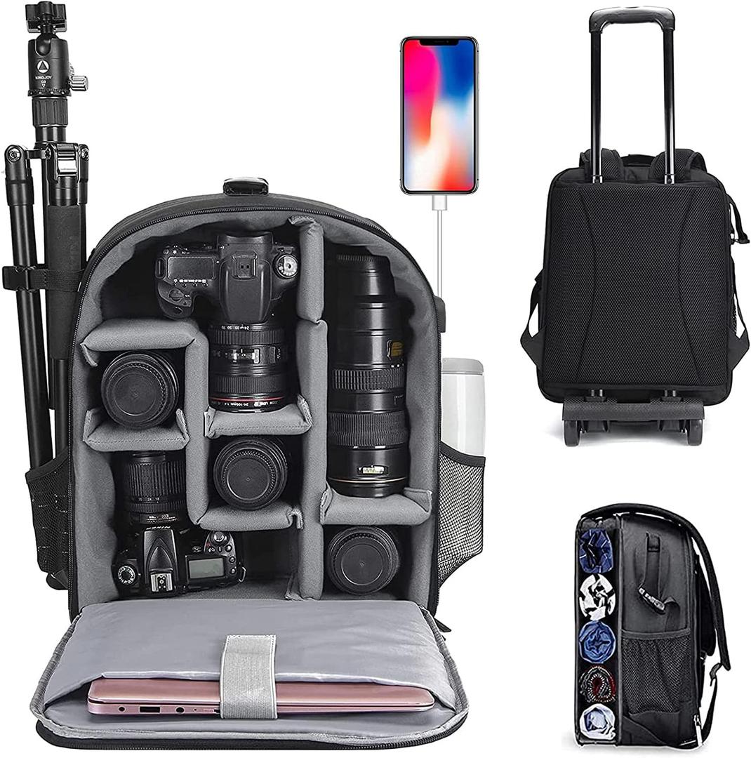 CADeN Camera Backpack Bag Professional for DSLR/SLR Mirrorless Camera Waterproof, Camera Case Compatible for Sony Canon Nikon Camera and Lens Tripod Accessories, Large, 5.0 Black 