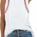 AMWIPE Baseball Tank Tops for Women Baseball Mom Graphic Shirts Softball Mom Casual Sleeveless Vest Top White-a Medium
