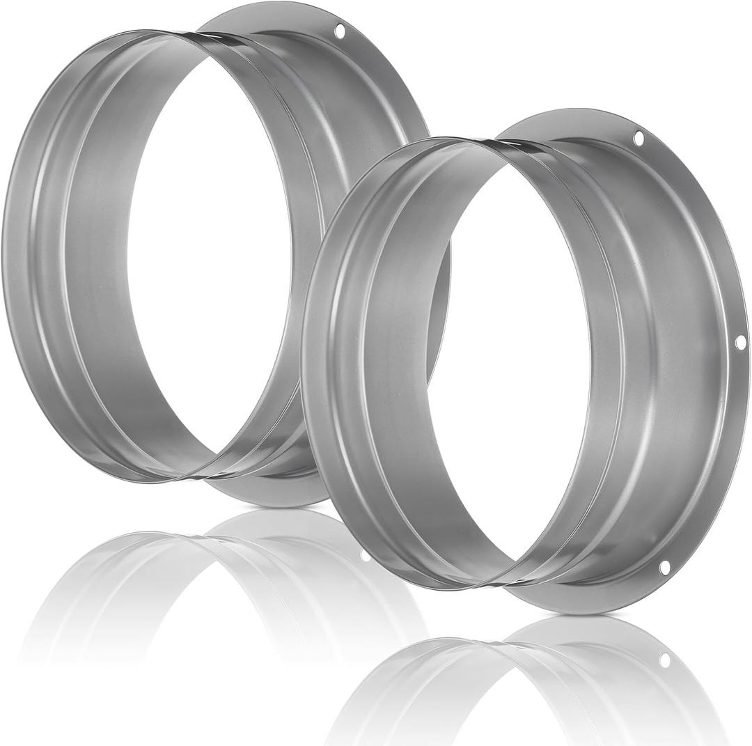 Zonon 2 Pcs Duct Connector Flange Metal Straight Pipe Exhaust Hose Flange Dryer Ducting Connector Plate for Heating Cooling Ventilation HVAC System Kitchen Extractor Fan(6 Inch)