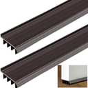 2 Pcs 3 Feet Brown Vinyl Door Bottom Adjustable Weatherstrip Door Bottom with Drip Cap Weatherproof Under Doors Seal for Gaps from 1/4'' to 9/16'' for 1 3/4'' to 2'' Thick Doors
