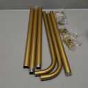 Gold Wrap Around Curtain Rods for Windows 48 to 90":Blackout Heavy Duty Adjustable Curtain Rod Room Darkening,Modern Industrial Curved French Return Metal Drapery Rods Easy Install,Brass Gold