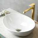 NUESTRA VIDA Small Bathroom Sink Above Counter, 16″x13″ Oval Vessel Sink, Porcelain Ceramic Bowl Sinks for Bathrooms, Modern Art Basin Lavatory vanity sink