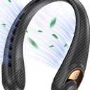 KIDEE Neck Fan Rechargeable, Portable Fan, Upgraded LED Display, 4000 mAh Battery Operated, 3 Speeds Adjustable Personal Wearable Fans for Women Men, Carbon Fiber Black