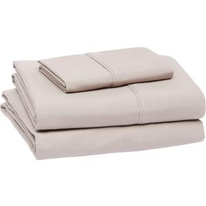 Amazon Basics Lightweight Super Soft Easy Care Microfiber 3-Piece Twin XL Sheet Set with 14-Inch Deep Pockets, Taupe, Solid