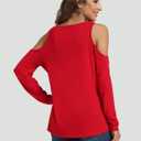 LYHNMW Women's Sexy Off Shoulder Long Sleeve Christmas Letter Print T-Shirt Tunic Tops Holiday Merry Xmas Hoodie (Red, XXL)