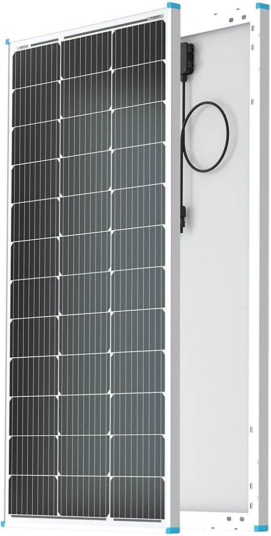 Renogy Solar Panel 100 Watt 12 Volt, High-Efficiency Monocrystalline PV Module Power Charger for RV Marine Rooftop Farm Battery and Other Off-Grid Applications, RNG-100D-SS, Single 100W (100W Single Panel)
