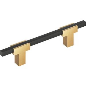 Amerock Urbanite 3-3/4 inch (96mm) Center-to-Center Champagne Bronze/Matte Black Cabinet Pull, BP77896CZMB