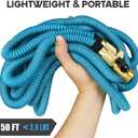 Expandable Garden Hose 50 ft Water Hose with 10 Function Spray Nozzle, Lightweight Flexible Hose with 3/4 Inch Solid Fittings and 4-Layer Latex Core, 50ft Retractable Stretch Hose (Blue)
