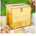Acrylic Gold Card Box with Slot & Lock, Metallic Golden Classy Wedding Card Boxes for Reception, Large Money Gift Cards Box for Party Engagement Bridal Shower Luxury Wedding Table Decor