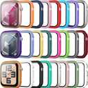 24 Pack Case for Apple Watch Series SE 3/SE 2/SE/6/5/4 44mm with Tempered Glass Screen Protector, Shockproof Hard PC Scratch Resistant Bumper Protective Cover Compatible with iWatch 44mm