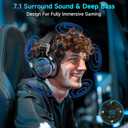 syndesmos 2.4GHz Wireless Gaming Headset for PS5, PC, PS4 - RGB Light Gaming Headset, 60 HR Battery, 7.1 Surround Sound, Bluetooth 5.4 Gaming Headphones with Mic Black
