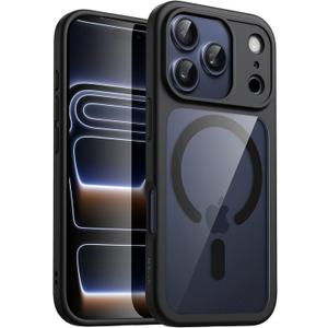 JETech Magnetic Case for iPhone 17 Pro Max 6.9-Inch Compatible with MagSafe, Shockproof Phone Bumper Cover, Solid Color Matte TPU Frame, Anti-Scratch Clear Back (Black)