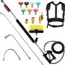 RIDGE WASHER 24 FT Telescoping Pressure Washer Wand, Power Washer Extension Wand with Brush, Telescopic Gutter Cleaner with 3 Stainless Steel Curve Wands, Adjustable Support Belt, 7 Nozzles, 4000 PSI