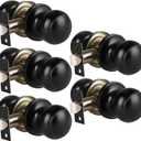 KNOBWELL 4 Pack Matte Black Passage Door Knobs for Hallway or Closet, Keyless Interior Non-Locking Door Knobs