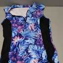 BesserBay Women's Built-in Bra Rash Guard UPF 50+ Sleeveless Zip Front Swim Tankini Top (Blue, M)
