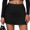 Women's Leopard Print Mini Skirt Short Skorts Elastic Waistband Sexy Bodycon Pencil Cheetah Club Skirts with Shorts (Black, L)