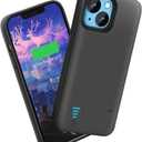 Sitong Battery Case for iPhone 14, 5000mAh Rechargeable Extended Battery Charging/Charger Case, Add 100% Extra Juice (6.1 inch) Black