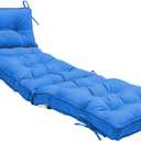 QILLOWAY Indoor/Outdoor Chaise Lounge Cushion with Ties,Replacement Patio Cushions for Lawn Pool. (Marine Blue)