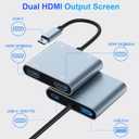 USB C to Dual HDMI Adapter 4K@60Hz, Type C Hdmi Splitter for Dual Monitors with USB 3.0, 100W Fast Charging, USB Hub with 2-HDMI Extended Display for MacBook, USB-C Laptop for Dell for Lenovo