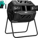 VIVOSUN Outdoor Tumbling Composter Dual Rotating Batch Compost Bin, 43 Gallon Black Door