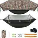 Camping Hammock Tent with Mosquito Net & RainFly, 3 in 1 Waterproof Lightweight Portable Sleeping Hammock Bug, Travel Outdoor Gear with Tree Strap Swing, for Hiking Patio Expedition (Camo)