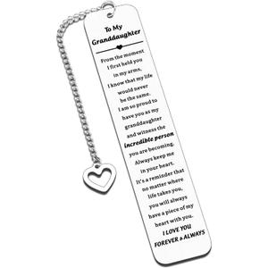 Back to School Going to College Gifts for Granddaughter Gifts from Grandma, to My Granddaughter Bookmark, Birthday Gift for Granddaughters from Nana Mimi Granny, 5th Grade School Supplies for Girls
