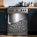 Dishwasher Magnet Cover Silver 23x26 inch, 2D Faux Metal Decorative Magnetic Dishwasher Cover, Waterproof Removable Appliance Cover Magnet for Modern Kitchen Decor, 23 inches x 25.5 inches