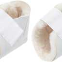2 Pcs Heel Protectors for Pressure Sores Sheepskin Heel Pads Soft Foot Cushions Pad Heel Protectors Adjustable Foot Pillows with Securing Strap for Bed Sore Ankle Ulcers(White)