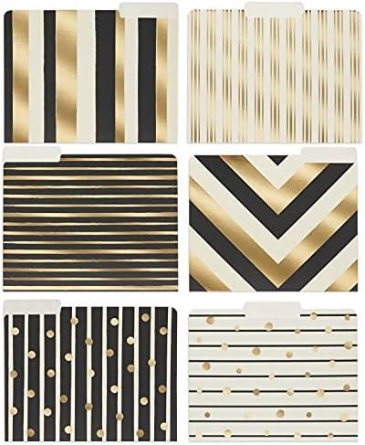 Paper Junkie Geometric File Folders with Cut Tabs for Gold Office Supplies and Office Desk Accessories (11.5 x 9.5 in Decorative File Folders, 12 Pack)