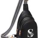 Crossbody Bags for Women Initial Sling Bag Cross Body Fanny Packs Personalized Gifts for Mom Women Wife (Black)