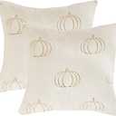 Tosleo Thanksgiving Pillow Covers 18x18 inch Set of 2 White Sequin Embroidery Pumpkins Pillow Cases Halloween Home Party Fall Decor Plush Pillowcases Cushion Covers for Sofa Bed Couch