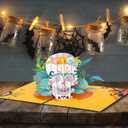 3 x YLOLUL 2 Pieces Rose Skull Halloween Pop Up Card Colorful Handmade 3D Halloween cards 5x7Inch Dia de los Muertos Card with Envelopes for Spooky Surprise, Day of the Dead, Funny Gift