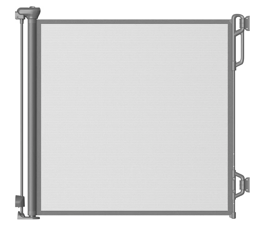 Retractable Safety Baby Gate or Mesh Dog Gate,Durable Portable Mesh Retractable Gate,Easy to Use for Stairs, Doorways, Hallways, Indoor, Outdoor, 33.5" Tall, Up to 45" Wide, Gray
