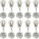 PLIGREAT 20 Pcs Sunflower Zipper Pulls Silver #5 Replacement Repair Kit Universal for Jacket Luggage Bag Tailor Shop Accessories Fashion Metal Slider for Nylon Coil Zippers