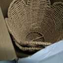 Glooglitter Small Clip-on Chandelier Rattan Lamps Set Shade Scalloped Lampshade 3"Top x 6"Bottom x 5-1/4"slant Height Empire Lamp Shade Chandelier or Accent Lamp(Paper Rope,Naturals,2 Pcs)
