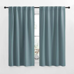 NICETOWN Window Treatment Curtains Room Darkening Drapes - (Greyish Blue Color) 34 Width X 48 Drop Each Panel, 2 Panels Set, Curtains and Draperies for Kitchen