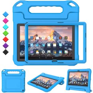 Kids Case for Amazon Fire 10 Pro/10 Plus/HD 10 Tablet(13th/11th Generation, 2023/2021 Release), Durable Shockproof Protective Case with Screen Protector for Kindle Fire HD 10 Tablet, Blue