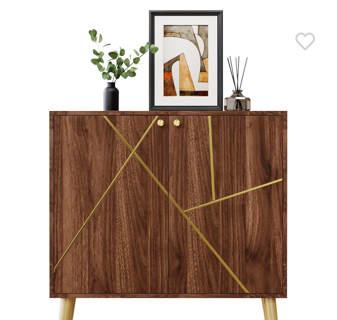 Vrullu Storage Cabinet, Free Standing Buffet Cabinet, Morden Sideboard and Buffet Storage, Wood Accent Cabinet for Living Room, Hallway, Entryway (1, Brown)